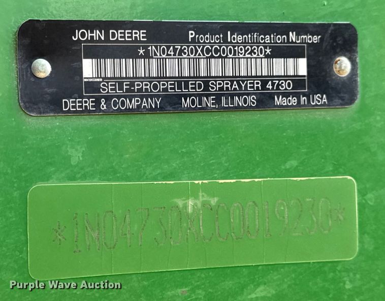 image for item DO2366 2012 John Deere 4730 sprayer