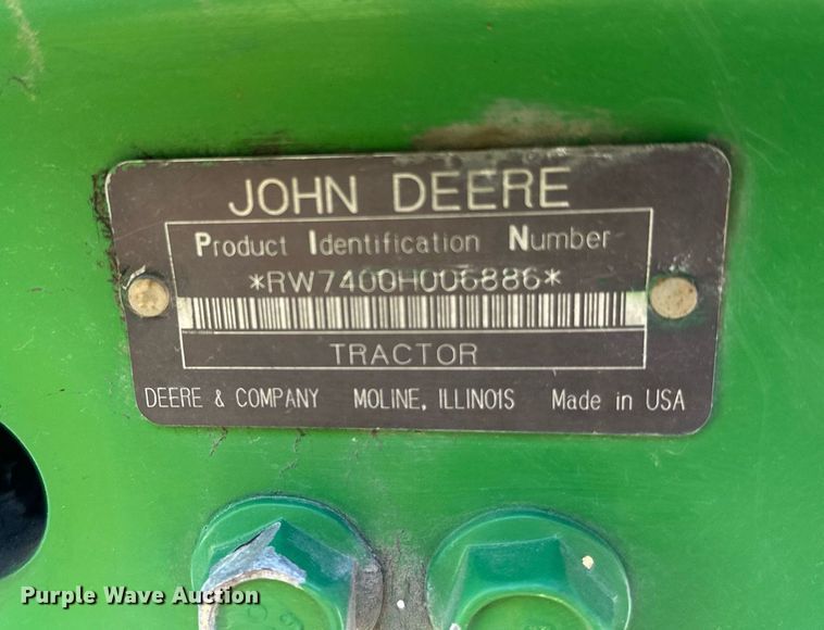 image for item DV0643 1996 John Deere 7400 MFWD tractor