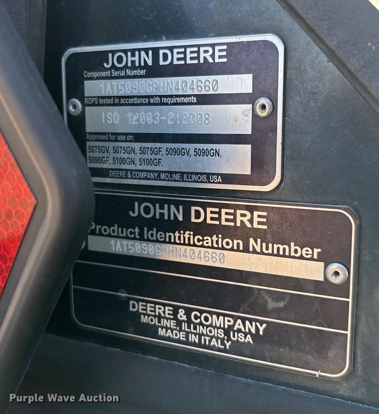 image for item EC3840 2017 John Deere 5090GN MFWD tractor