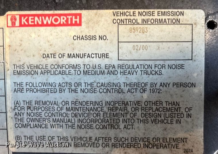 image for item ED2257 2000 Kenworth T800 fertilizer delivery truck