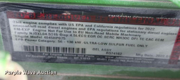 image for item ED5951 2022 John Deere 6105E MFWD tractor