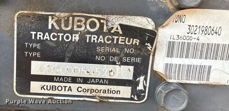 image for item ET4713 1994 Kubota L3600 MFWD tractor