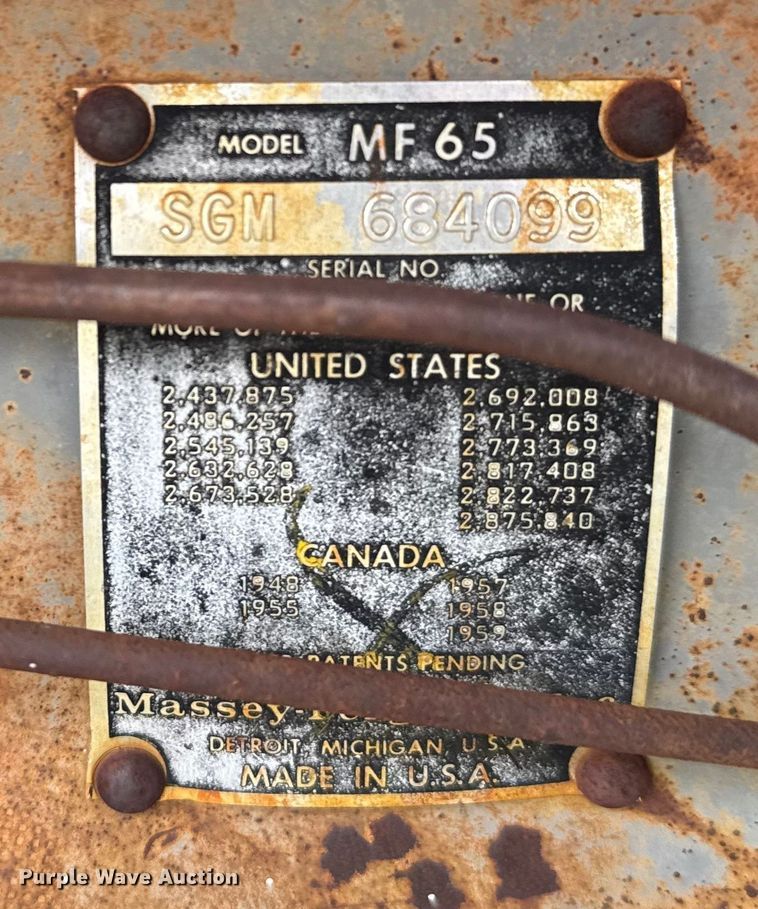 image for item EU6004 1961 Massey-Ferguson 65 tractor