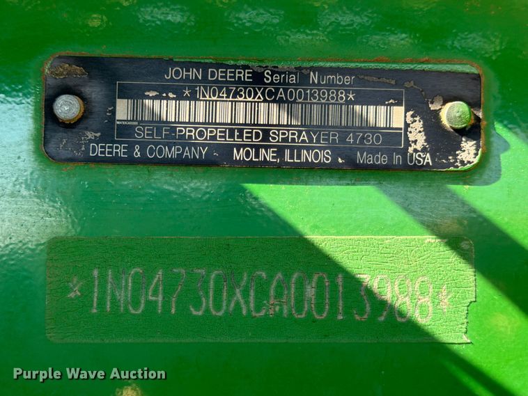 image for item YA1145 2010 John Deere 4730 sprayer
