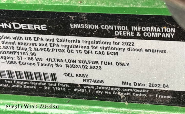 image for item YA1160 2022 John Deere 5065E MFWD tractor