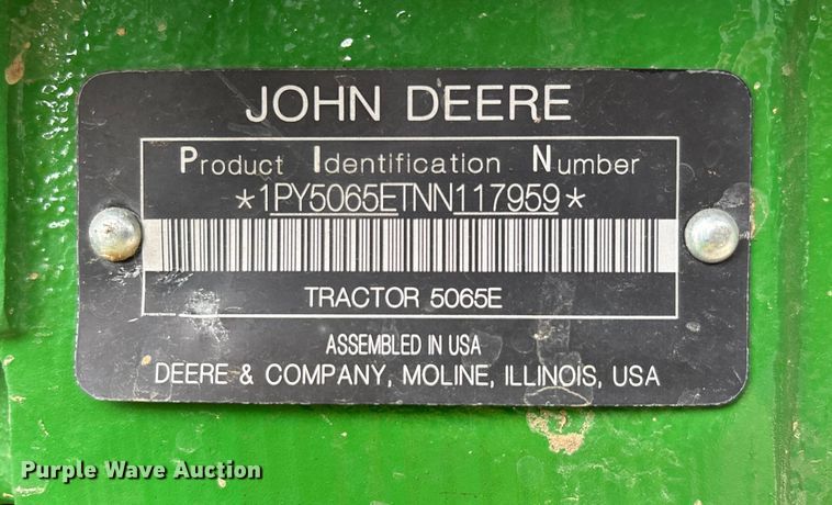 image for item YA1160 2022 John Deere 5065E MFWD tractor