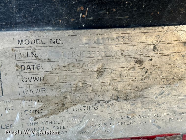 image for item DO2380 2009 Trail King TK110-533 lowboy equipment trailer