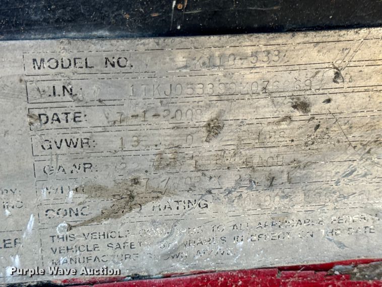 image for item DO2380 2009 Trail King TK110-533 lowboy equipment trailer