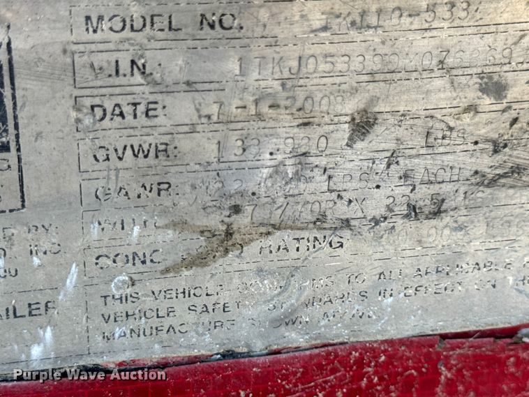 image for item DO2380 2009 Trail King TK110-533 lowboy equipment trailer