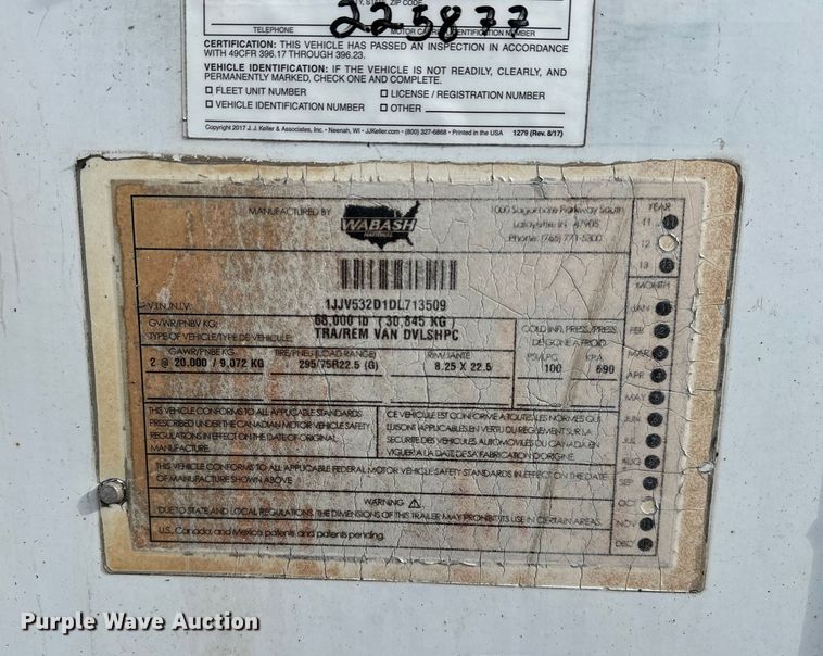 image for item DP8864 2013 Wabash dry van trailer