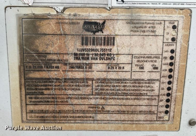 image for item DP8866 2013 Wabash DVLSHPC  dry van trailer