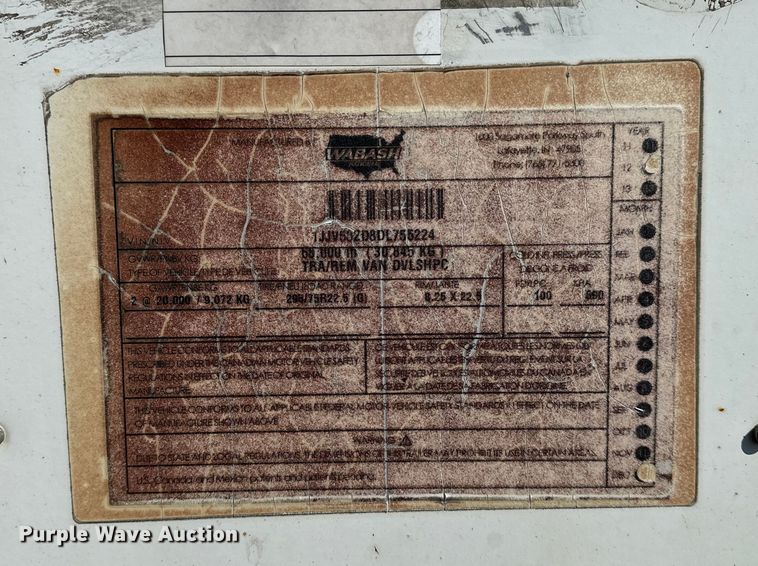 image for item DP8872 2013 Wabash DVLHPC dry van trailer