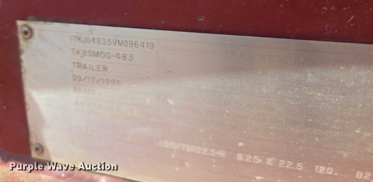 image for item DW5122 1997 Trail King TK80MDG-483 lowboy equipment trailer