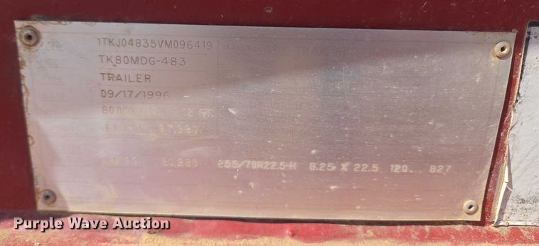 image for item DW5122 1997 Trail King TK80MDG-483 lowboy equipment trailer