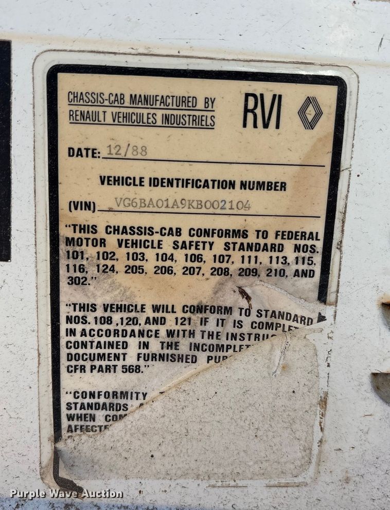 image for item DY0961 1989 Mack CS water truck