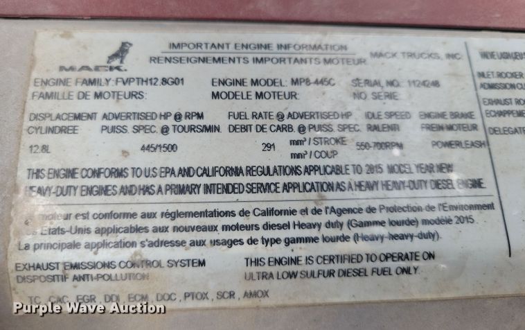 image for item DZ6608 2016 Mack CXU613 semi truck