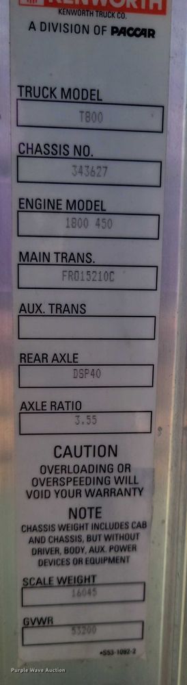 image for item DZ6641 2013 Kenworth  T800 box truck
