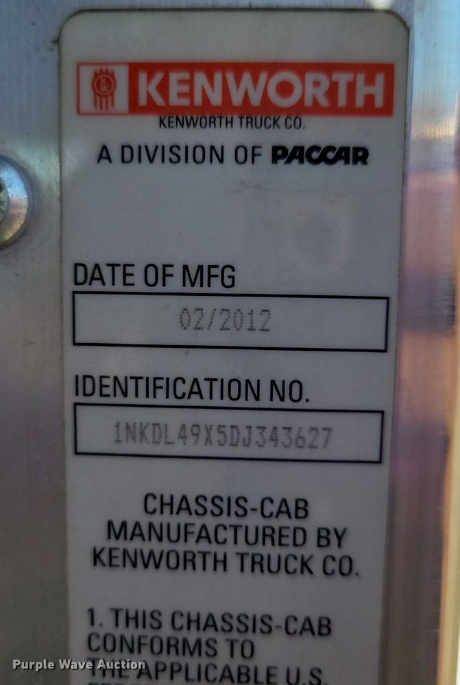 image for item DZ6641 2013 Kenworth  T800 box truck