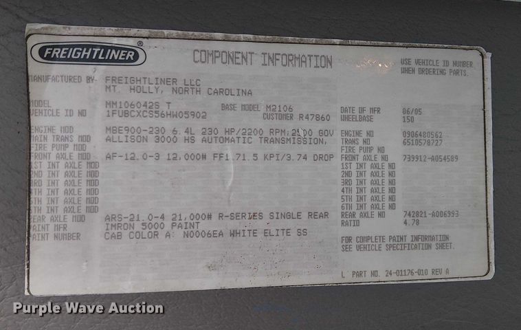 image for item EC1206 2006 Freightliner M2 semi truck