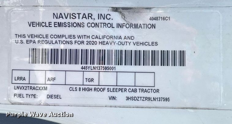 image for item EC3586 2020 International LT625 semi truck