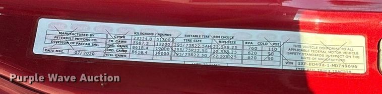 image for item ED2249 2021 Peterbilt 579 semi truck