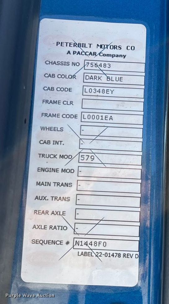 image for item ED2250 2022 Peterbilt 579 semi truck