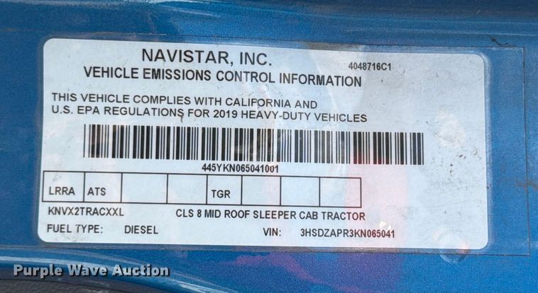 image for item ED5920 2019 International LT625 semi truck