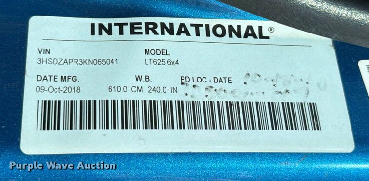 image for item ED5920 2019 International LT625 semi truck