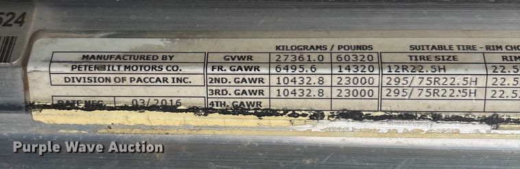 image for item EF6070 2017 Peterbilt 367 semi truck