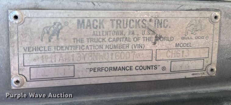 image for item EL0001 1992 Mack CH613 dump truck