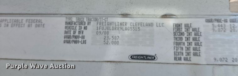 image for item EL0023 2009 Freightliner Cascadia semi truck