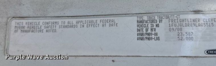 image for item EL0023 2009 Freightliner Cascadia semi truck