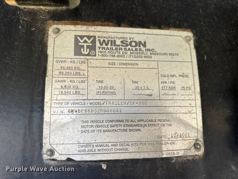 image for item EN0515 2002 Wilson CF-900 flatbed trailer