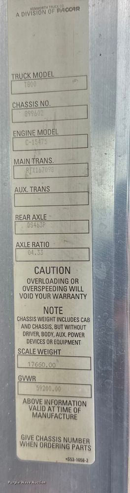 image for item ER2455 2003 Kenworth T800 winch truck