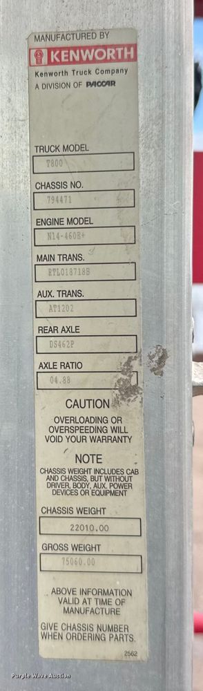 image for item ER2456 1999 Kenworth T800  winch truck