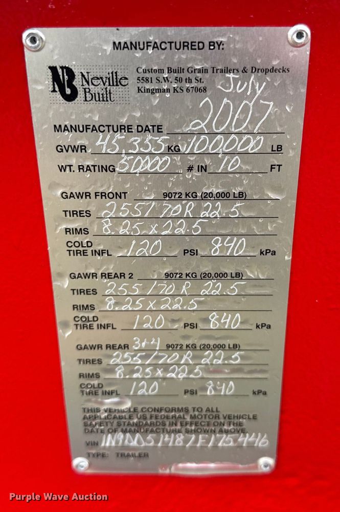 image for item ER2457 2007 Neville Built drop deck oilfield trailer