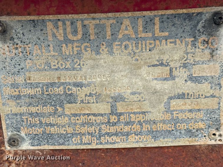 image for item ER2459 1997 Nuttall lowboy oilfield trailer