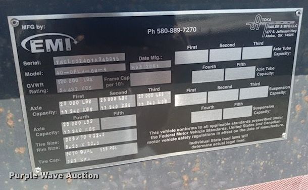 image for item ER2460 2001 Atoka Lowboy  drop deck oilfield trailer 