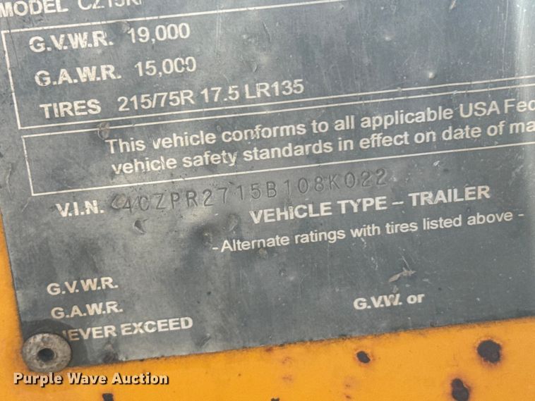 image for item ER2472 2011 CZ Engineering, Inc. CZ15KP pole trailer