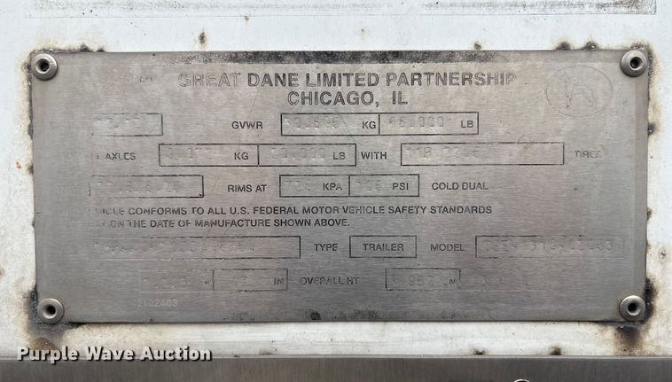 image for item ET8561 2013 Great Dane CSE-1314-02053 dry van trailer