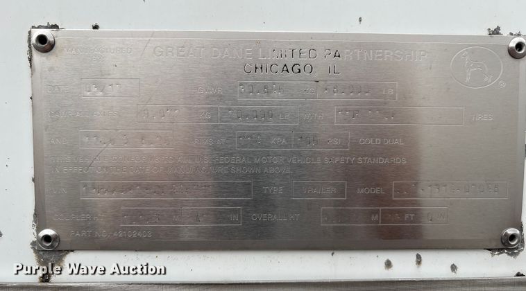 image for item ET8563 2013 Great Dane SSL-1314-02048 dry van trailer