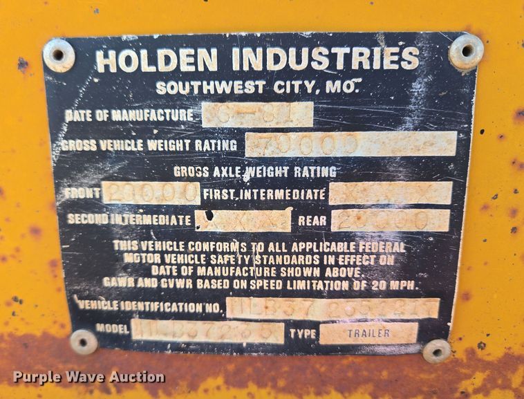 image for item EU3766 1981 Holden HLB37235 drop deck equipment trailer