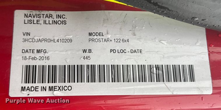 image for item EV1865 2017 International ProStar 122  semi truck