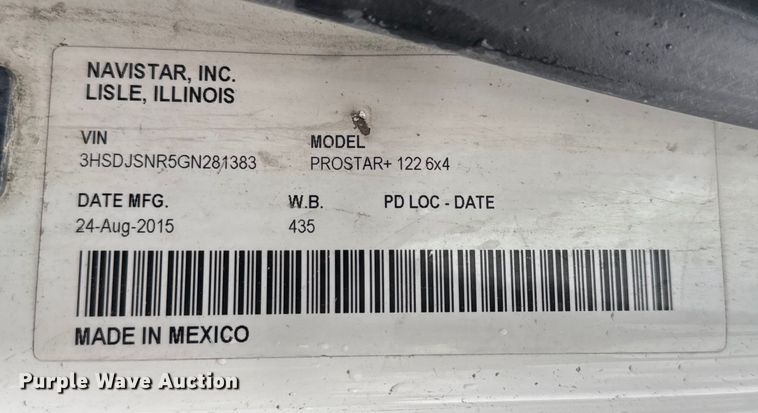 image for item EV1870 2016 International ProStar 122 semi truck