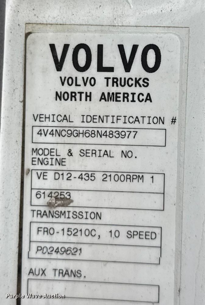 image for item EV1871 2008 Volvo VNL  semi truck