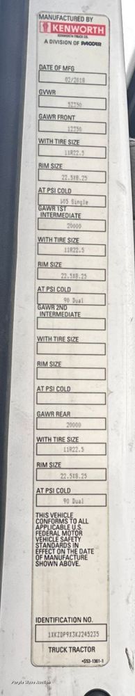 image for item EV1873 2019 Kenworth T880 semi truck