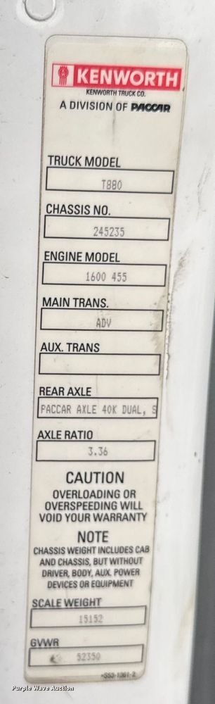 image for item EV1873 2019 Kenworth T880 semi truck