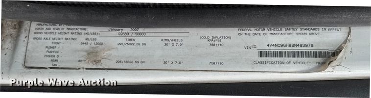 image for item EV1877 2008 Volvo  VNL semi truck