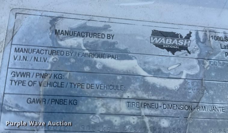 image for item EV1884 1998 Wabash dry van trailer