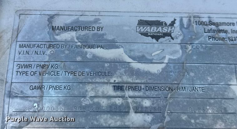 image for item EV1884 1998 Wabash dry van trailer